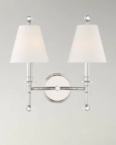 Crystorama Riverdale 2-Light Polished Nickel Wall Sconce | Thumbnail 4