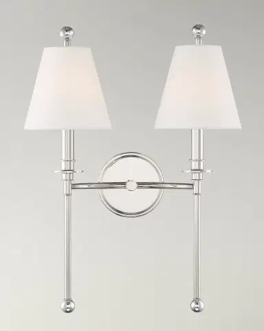 Crystorama Riverdale 2-Light Polished Nickel Wall Sconce | Thumbnail 1
