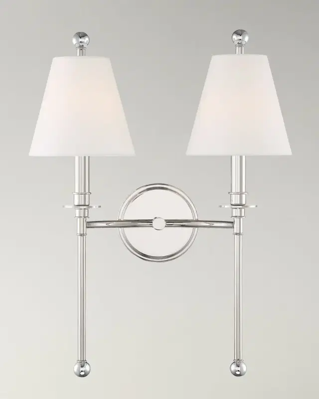 Crystorama Riverdale 2-Light Polished Nickel Wall Sconce