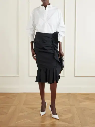 Carolina Herrera Ruched Cotton-blend Midi Skirt | Thumbnail 2
