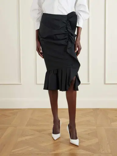 Carolina Herrera Ruched Cotton-blend Midi Skirt | Thumbnail 3