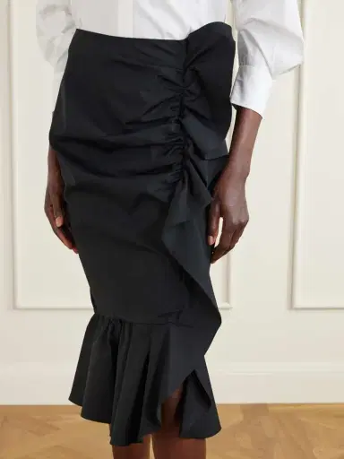 Carolina Herrera Ruched Cotton-blend Midi Skirt | Thumbnail 5