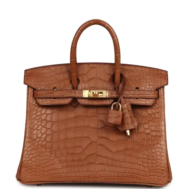hermes Hermes Birkin 25 Gold Matte Alligator Gold Hardware