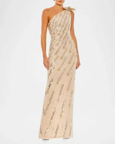 Mac Duggal Embellished One-Shoulder Column Gown | Thumbnail 2 Mac Duggal Embellished One-Shoulder Column Gown | Thumbnail 2