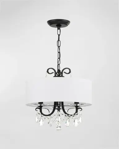 Crystorama Othello 3-Light Clear Crystal Polished Chrome Mini Chandelier with Drum Shade | Thumbnail 2