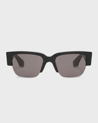Alexander McQueen Men's Half-Rim Acetate Rectangle Sunglasses | Thumbnail 3 Alexander McQueen Men's Half-Rim Acetate Rectangle Sunglasses | Thumbnail 3