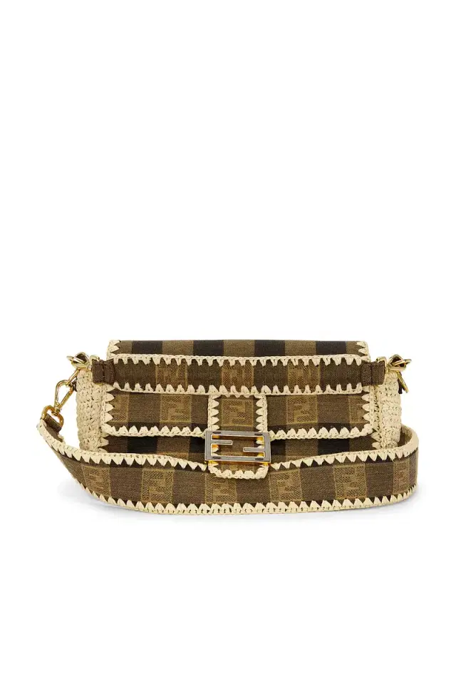FWRD Renew Fendi Pequin Baguette Shoulder Bag