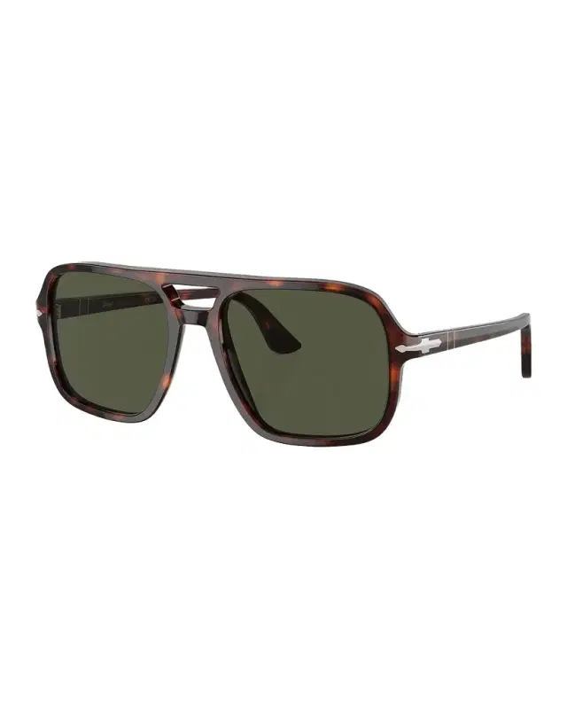 Persol Men 's Double-Bridge Acetate Aviator Sunglasses