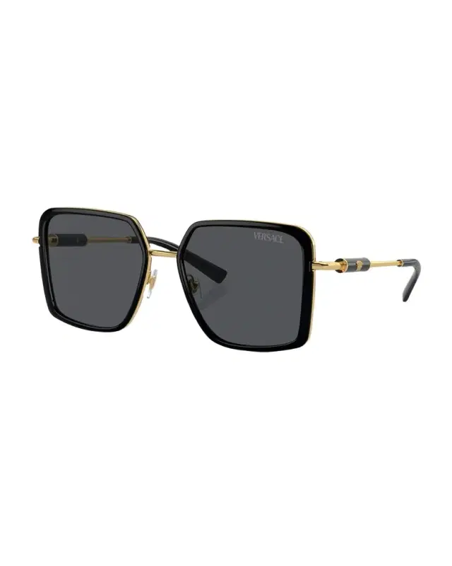 Versace Tubular Steel Square Sunglasses