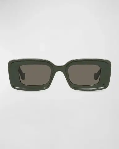 Loewe Men's Anagram Acetate-Nylon Rectangle Sunglasses | Thumbnail 2 Loewe Men's Anagram Acetate-Nylon Rectangle Sunglasses | Thumbnail 2