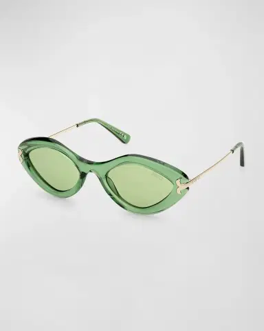 PUCCI Logo Acetate & Metal Oval Sunglasses | Thumbnail 3 PUCCI Logo Acetate & Metal Oval Sunglasses | Thumbnail 3