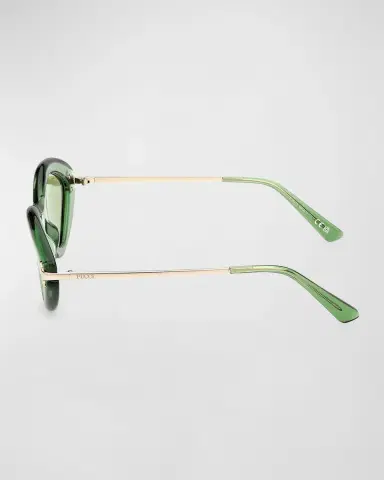 PUCCI Logo Acetate & Metal Oval Sunglasses | Thumbnail 4 PUCCI Logo Acetate & Metal Oval Sunglasses | Thumbnail 4