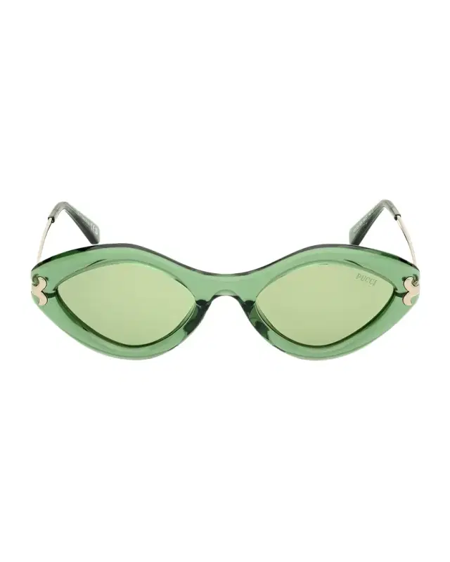 Pucci Logo Acetate & Metal Oval Sunglasses
