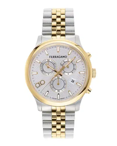 Ferragamo Men's Duo Chrono Two-Tone Bracelet Watch, 42mm | Thumbnail 1 Ferragamo Men's Duo Chrono Two-Tone Bracelet Watch, 42mm | Thumbnail 1