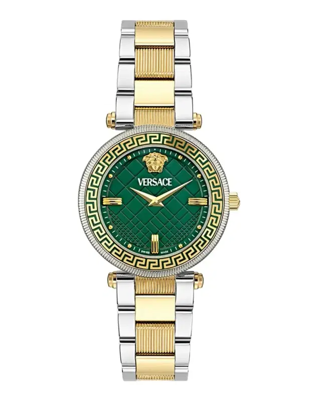 Versace 35mm  Reve Watch with Bracelet Strap, Two Tone/Green