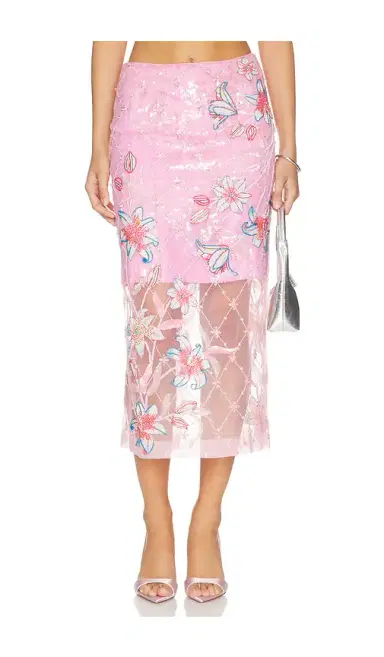 LA FUORI Inked Lily Embroidered Skirt | Thumbnail 1 LA FUORI Inked Lily Embroidered Skirt | Thumbnail 1