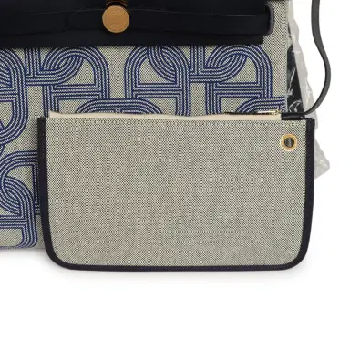 HERMÈS Hermes Herbag Zip PM 31 "Circuit 24" Bleu Royal, Ecru Toile H Canvas and Bleu Indigo Vache Hunter Leather Gold Hardware | Thumbnail 11 HERMÈS Hermes Herbag Zip PM 31 "Circuit 24" Bleu Royal, Ecru Toile H Canvas and Bleu Indigo Vache Hunter Leather Gold Hardware | Thumbnail 11