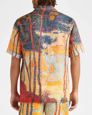 Vilebrequin Men's Printed Linen Camp Shirt | Thumbnail 3