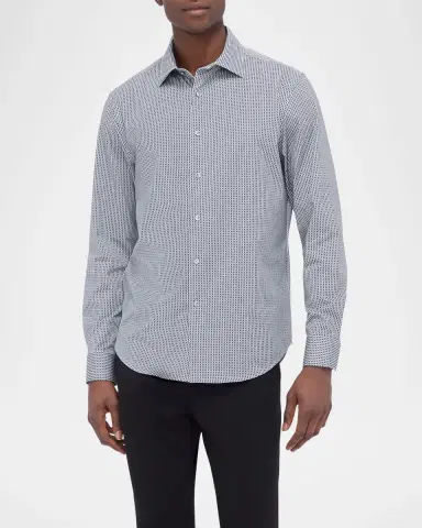 Bugatchi Men's OoohCotton James Micro-Check Sport Shirt | Thumbnail 4 Bugatchi Men's OoohCotton James Micro-Check Sport Shirt | Thumbnail 4