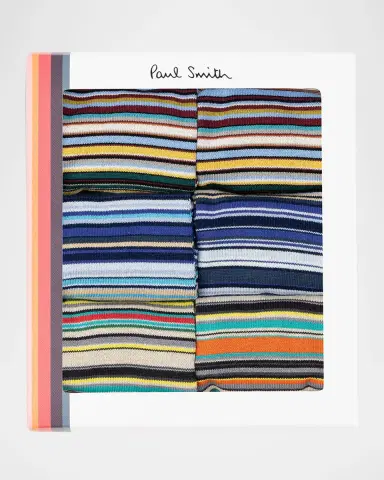 Paul Smith Men's Signature Stripe Stretch Cotton 6-Pack Crew Socks | Thumbnail 2