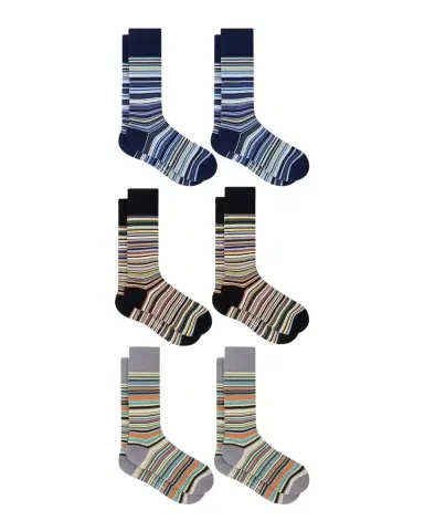 Paul Smith Men's Signature Stripe Stretch Cotton 6-Pack Crew Socks | Thumbnail 1