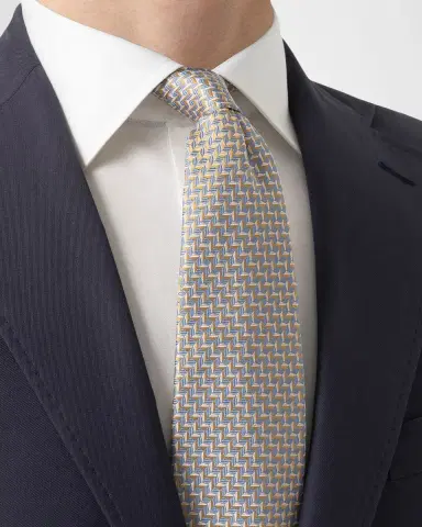 Eton Men's Geometric Woven Silk Tie | Thumbnail 2