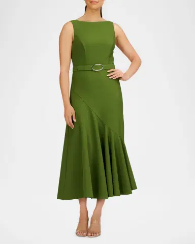 Kay Unger New York Gianna Belted Sleeveless Midi Dress | Thumbnail 2 Kay Unger New York Gianna Belted Sleeveless Midi Dress | Thumbnail 2