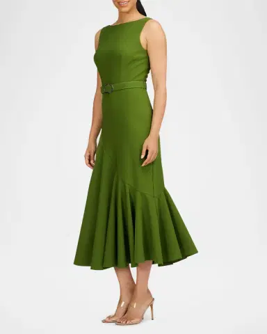 Kay Unger New York Gianna Belted Sleeveless Midi Dress | Thumbnail 4 Kay Unger New York Gianna Belted Sleeveless Midi Dress | Thumbnail 4