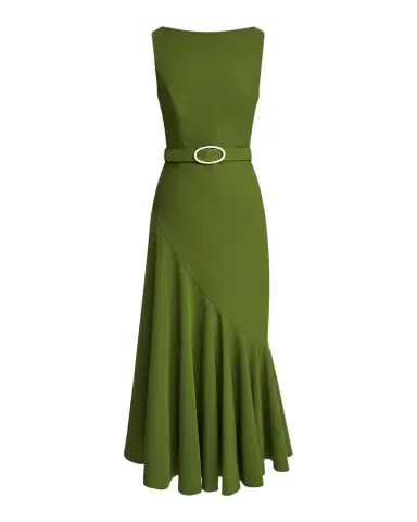 Kay Unger New York Gianna Belted Sleeveless Midi Dress | Thumbnail 1 Kay Unger New York Gianna Belted Sleeveless Midi Dress | Thumbnail 1