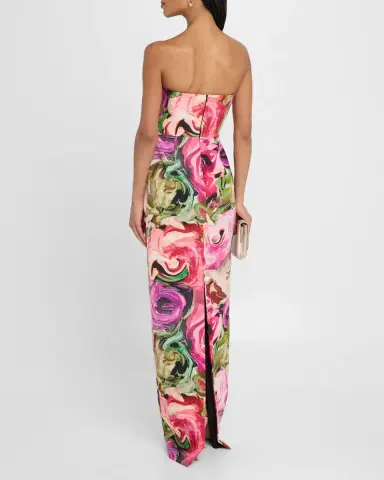Black Halo Leonora Strapless Abstract-Print Column Gown | Thumbnail 3 Black Halo Leonora Strapless Abstract-Print Column Gown | Thumbnail 3