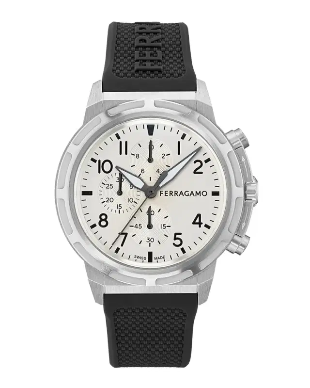 Men 's  Sport Chrono 44MM Stainless Steel Silicone Watch