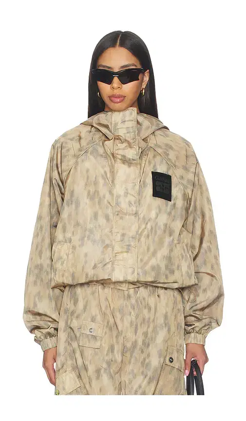 Ganni Printed Flyweight Nylon Hooded Jacket