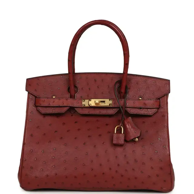 hermes Pre-owned Hermes Birkin 30 Rouge H Ostrich Gold Hardware