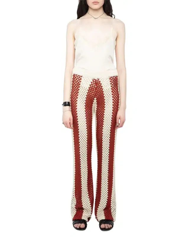 Pia Striped Crochet-Knit Pants