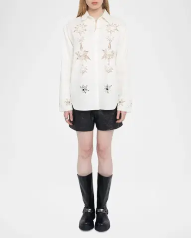 Zadig & Voltaire Morning Embroidered Button-Front Shirt | Thumbnail 2