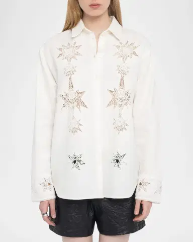 Zadig & Voltaire Morning Embroidered Button-Front Shirt | Thumbnail 4