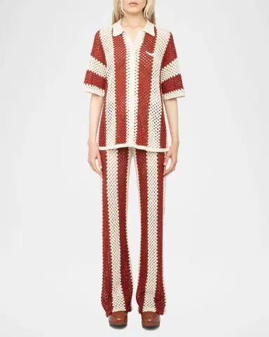 Zadig & Voltaire Ciara Striped Crochet-Knit Shirt | Thumbnail 2