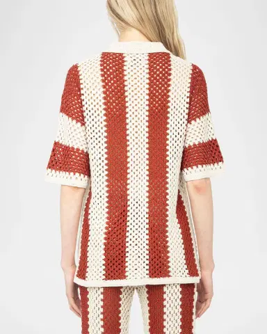 Zadig & Voltaire Ciara Striped Crochet-Knit Shirt | Thumbnail 3