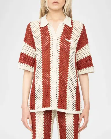 Zadig & Voltaire Ciara Striped Crochet-Knit Shirt | Thumbnail 4