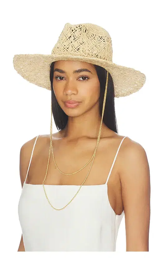 Ruslan Baginskiy Cut Out Double Chain Strap Fedora Hat
