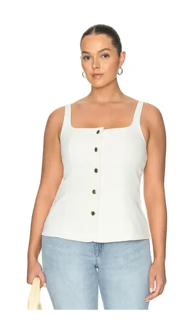 GOOD AMERICAN Sleeveless Button Front Denim Top | Thumbnail 2 GOOD AMERICAN Sleeveless Button Front Denim Top | Thumbnail 2