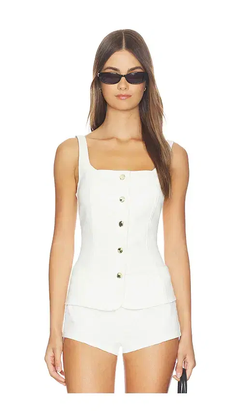 Sleeveless Button Front Denim Top
