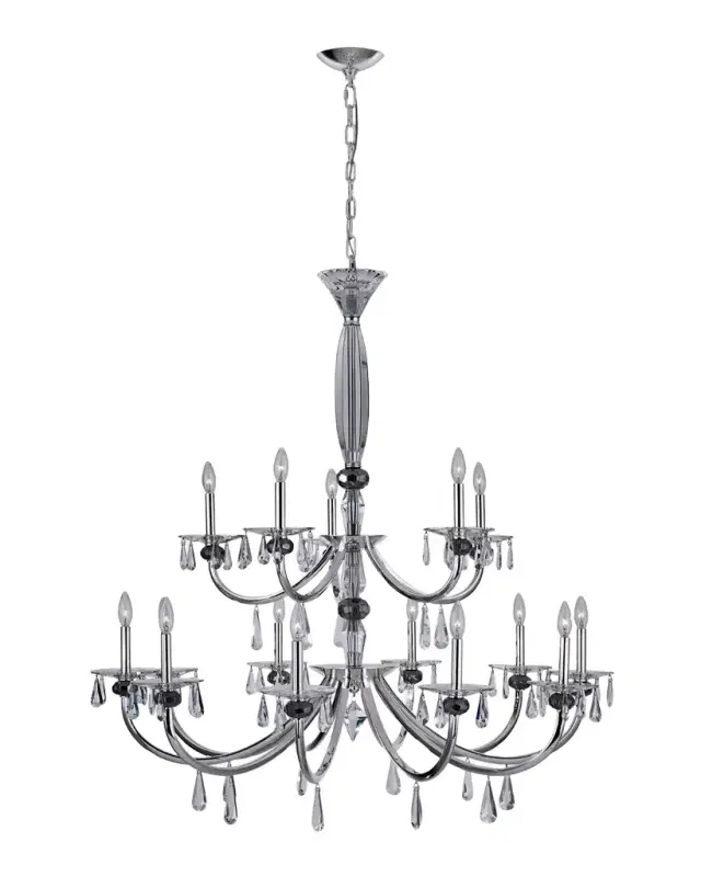 Allegri Crystal by Kalco Lighting Passo 15-Light 2-Tier Crystal Chandelier, 45"
