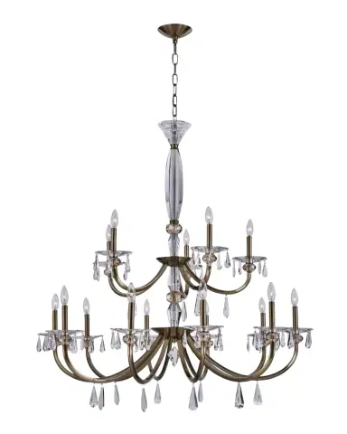Allegri Crystal by Kalco Lighting Passo 15-Light 2-Tier Crystal Chandelier, 45" | Thumbnail 1 Allegri Crystal by Kalco Lighting Passo 15-Light 2-Tier Crystal Chandelier, 45" | Thumbnail 1