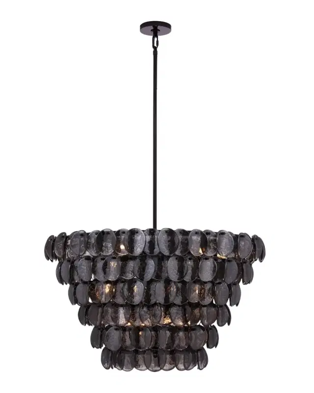 Kalco Lighting Uroko 34" Smoke Grey Glass 14-Light Chandelier