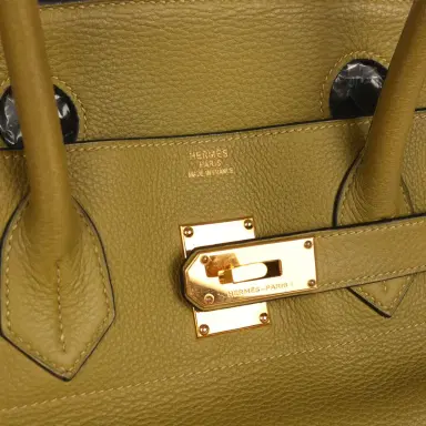 HERMÈS Vintage Hermes Shoulder Birkin 42 JPG Chartreuse Clemence Gold Hardware | Thumbnail 7 HERMÈS Vintage Hermes Shoulder Birkin 42 JPG Chartreuse Clemence Gold Hardware | Thumbnail 7