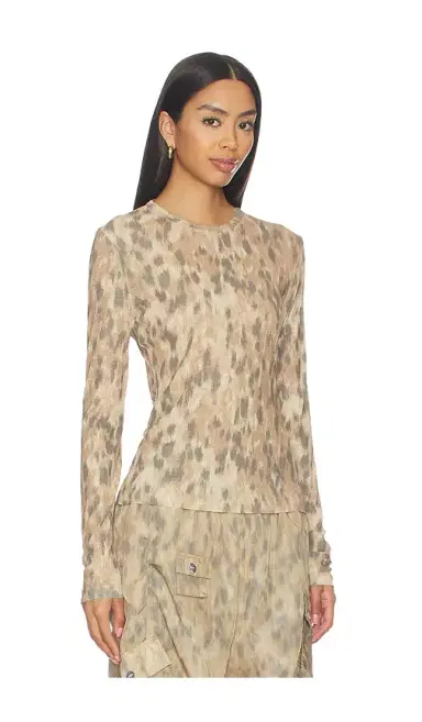 Ganni Printed Marl Mesh Long Sleeve Top | Thumbnail 2 Ganni Printed Marl Mesh Long Sleeve Top | Thumbnail 2