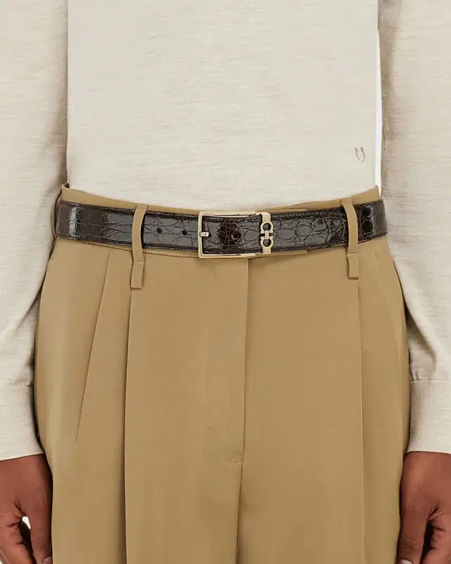 Men's Gancini Alligator Leather Belt Men's Gancini Alligator Leather Belt
