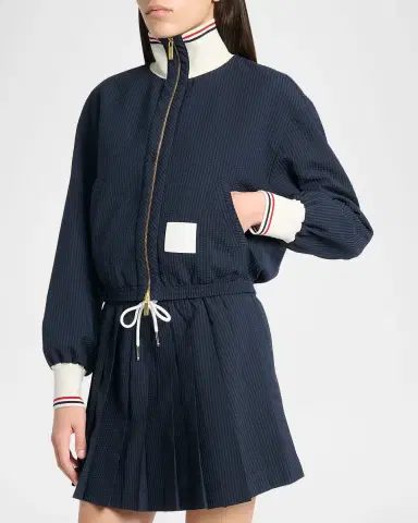 Thom Browne Seersucker Drawstring Track Jacket | Thumbnail 3