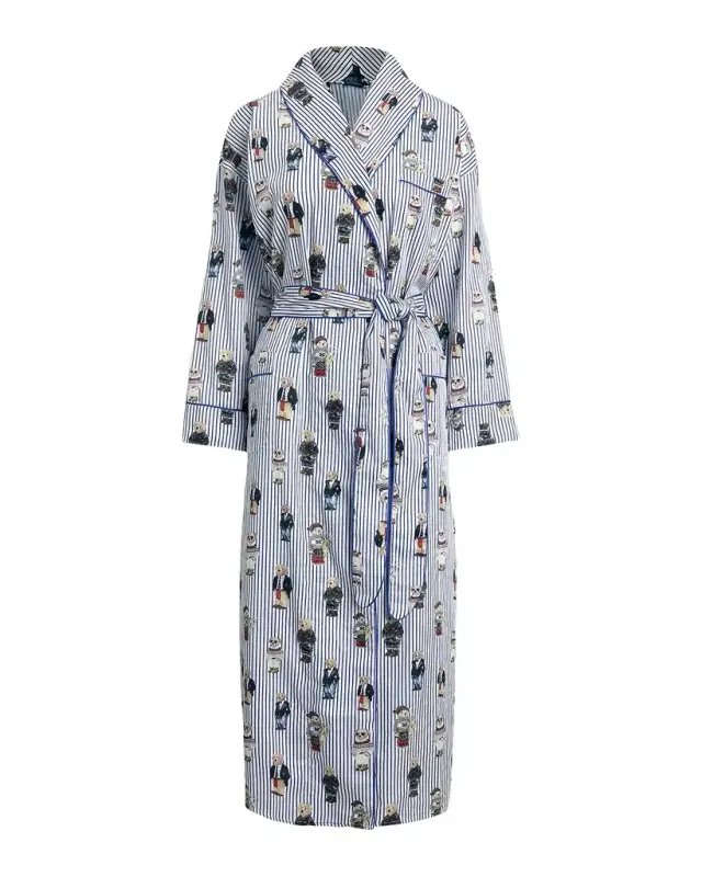 Polo Ralph Lauren Heritage Cotton Striped Polo Bear Robe